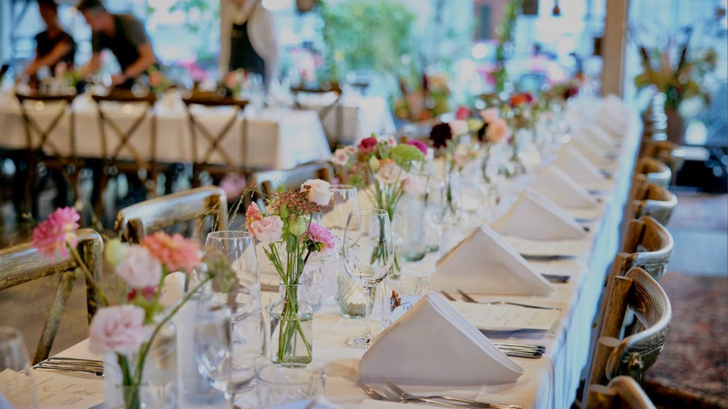 A long table dressed for a celebration at Resident Zürich