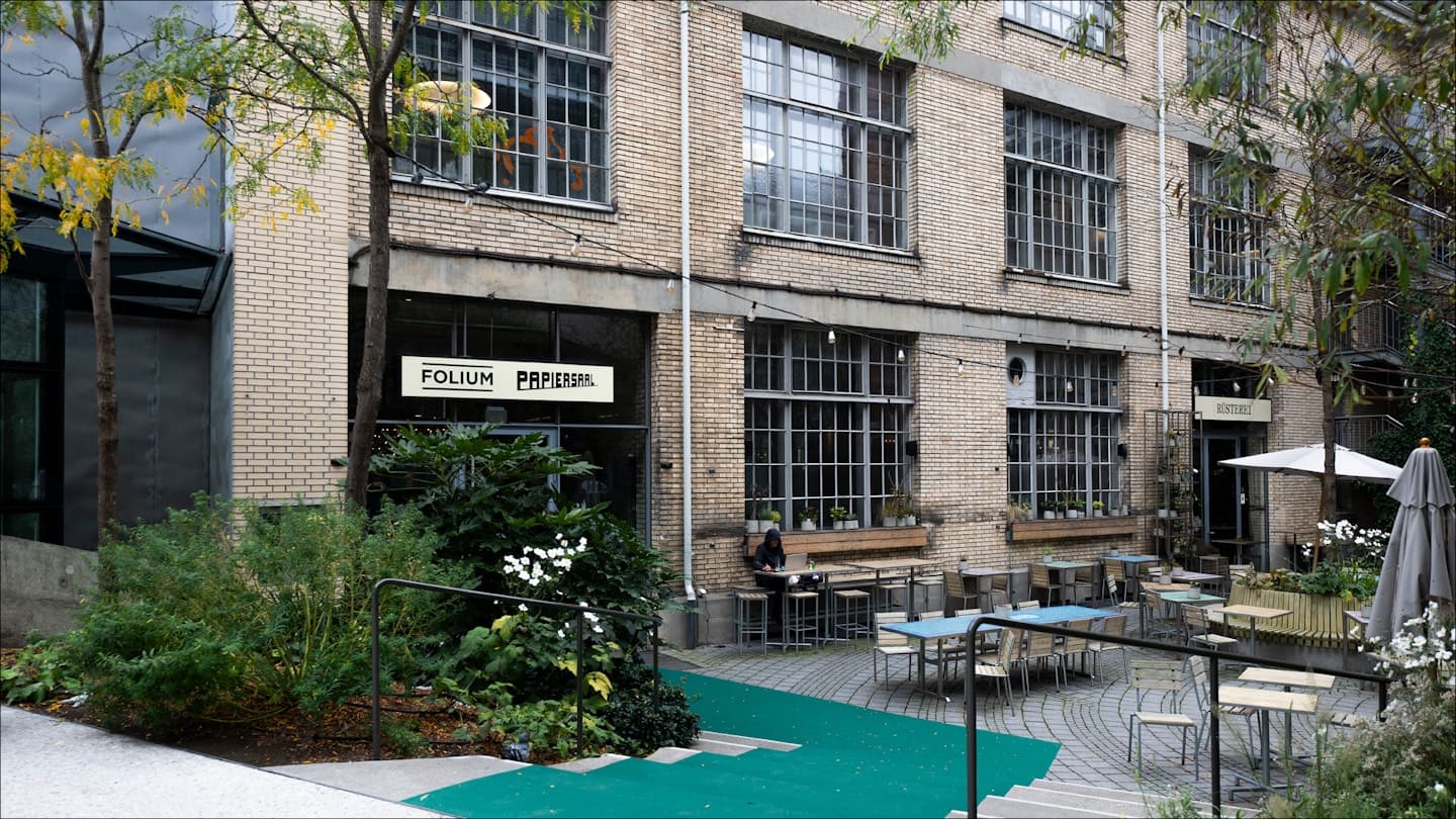 The Folium and Papiersaal entrance in the old paper mill courtyard