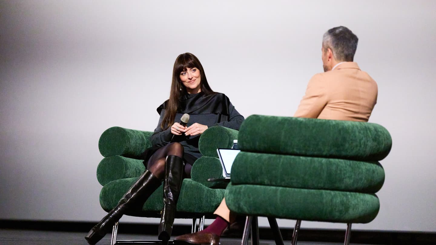 Dakota Johnson in conversation on stage at Arena Sihlcity